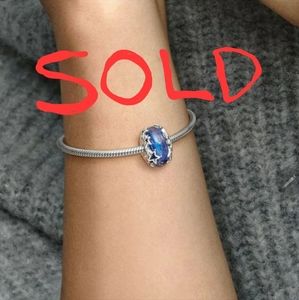 Galaxy blue and stars murano charm